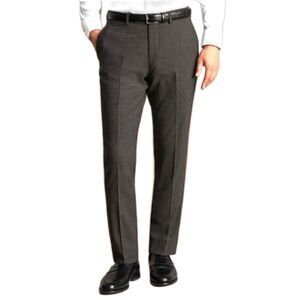 Charles Tyrwhitt Gray Wool Flat Front Slim Fit Dress Pants Size 34 X 34